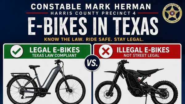Infographic detailing differences between legal and illegal e-Bikes.